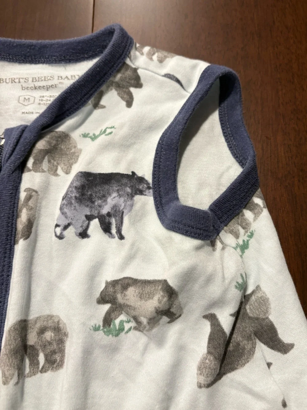 Burt’s bees beekeeper baby sleep sack medium 6-12 months bear print